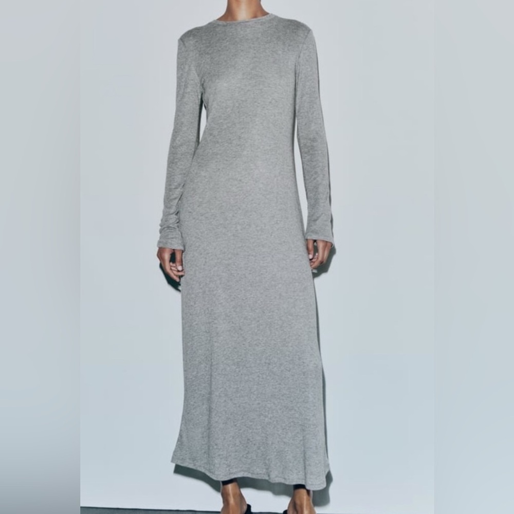 NWT Zara Soft Long Grey Dress